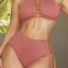 Solid Color Casual Cutout Strappy Bikini