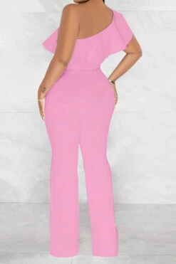 Solid Color Striking Ruffle Belted Jumpsuit -Clothing Outlet Store H23021026 PI 2
