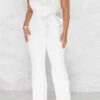 Solid Color Striking Ruffle Belted Jumpsuit