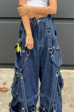 Solid Color Hippy Pocket Ribbons Design Jeans -Clothing Outlet Store H23021071 BL 3 c2855195 7c24 4675 b088 23c588d0382f