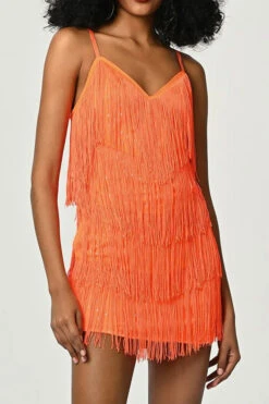 Solid Color Retro Tassel Mini Dress 39 Solid Color Retro Tassel Mini Dress -Clothing Outlet Store H23021662 OR 2