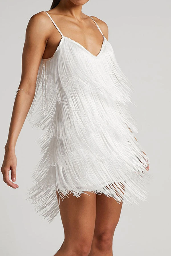 Solid Color Retro Tassel Mini Dress 11 Solid Color Retro Tassel Mini Dress - Image 11