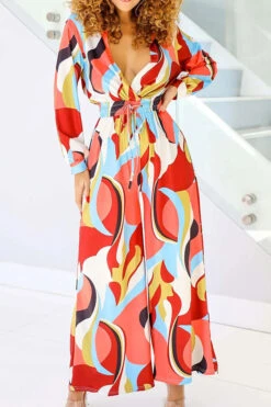 Abstract Print Urban Wide Leg Jumpsuit