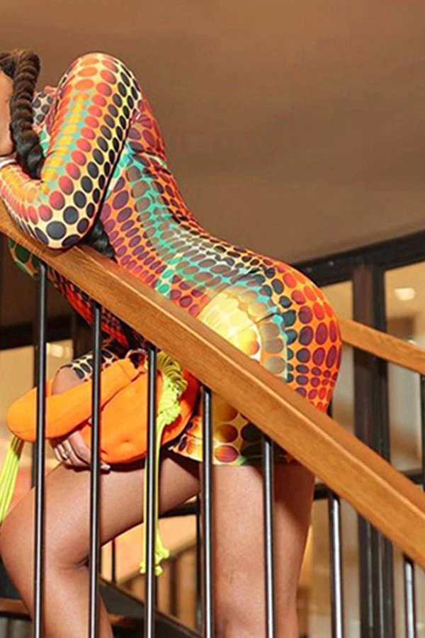 Artistic Body Print Polka Dot Cool Zipper Mini Dress 2 Artistic Body Print Polka Dot Cool Zipper Mini Dress - Image 2