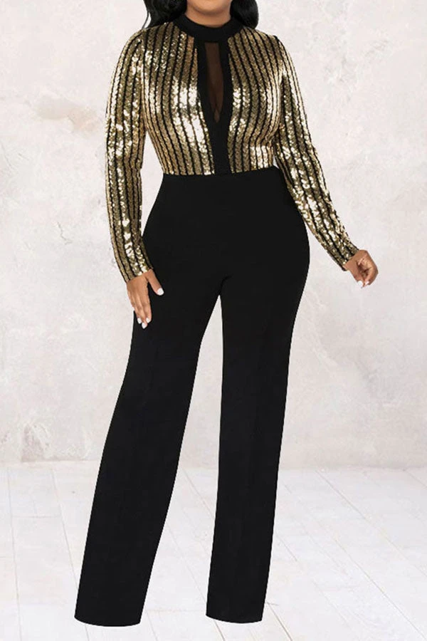 Sequined Patchwork Striking Jumpsuit 1 Sequined Patchwork Striking Jumpsuit