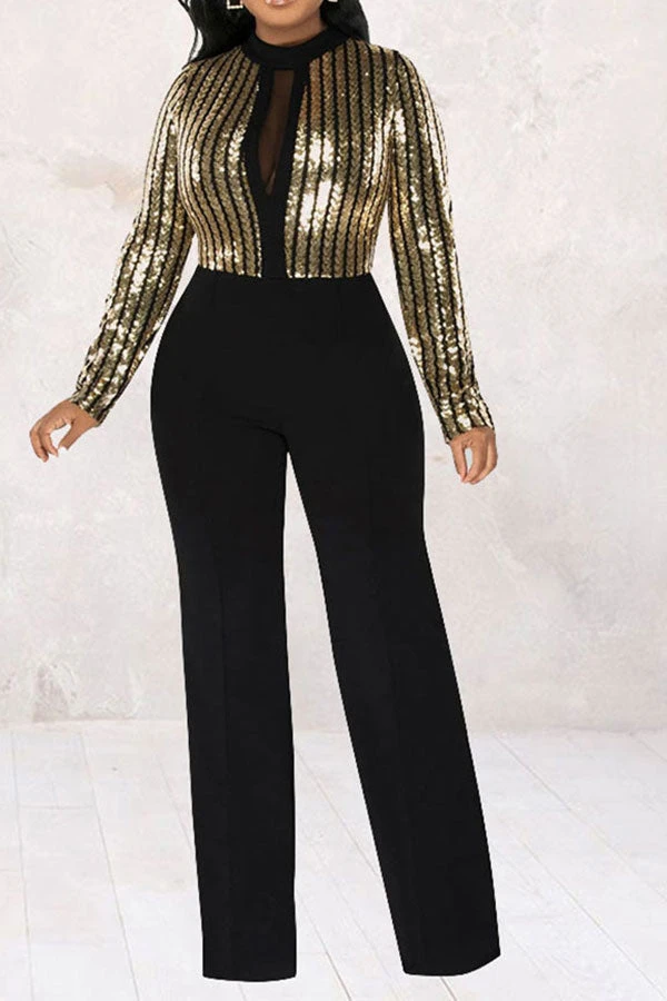 Sequined Patchwork Striking Jumpsuit 2 Sequined Patchwork Striking Jumpsuit - Image 2