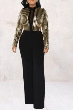 Sequined Patchwork Striking Jumpsuit 7 Sequined Patchwork Striking Jumpsuit -Clothing Outlet Store H23022364 BK 3 70fcc0bb 7316 4200 9a65 b6b7f921aa03