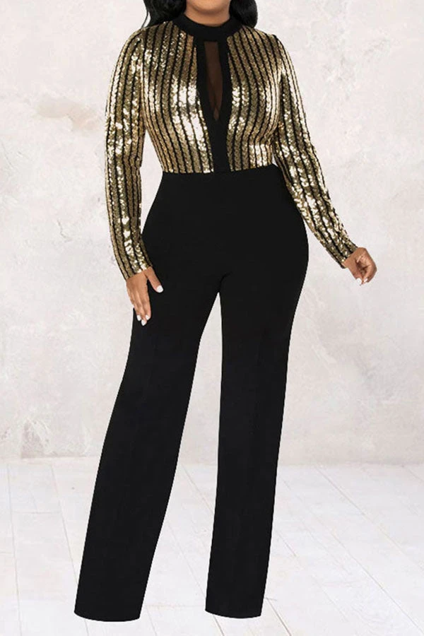 Sequined Patchwork Striking Jumpsuit 5 Sequined Patchwork Striking Jumpsuit - Image 5