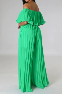 Solid Color Classic Layered Pleated Jumpsuit With Belt -Clothing Outlet Store H23030774 GR 3