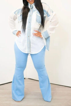 Denim Patchwork Urban Pocket Shirt