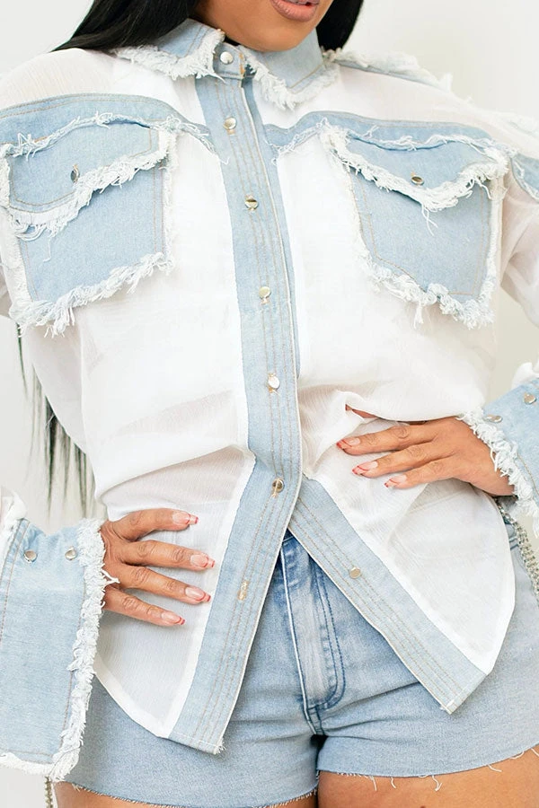 Denim Patchwork Urban Pocket Shirt 2 Denim Patchwork Urban Pocket Shirt - Image 2