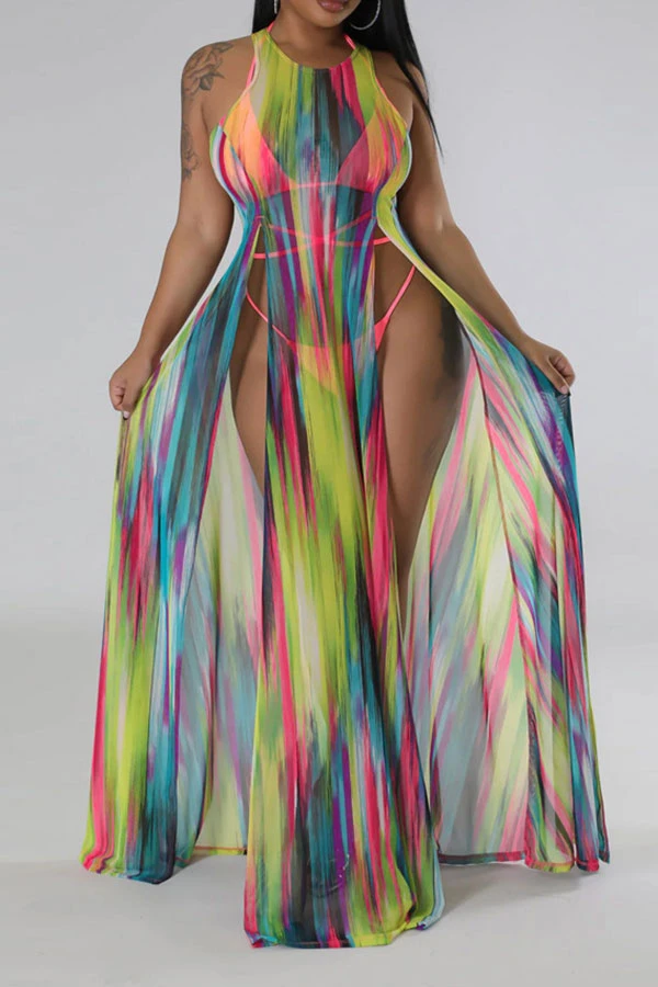 Tie Dye Colorful High Split Three Pieces 2 Tie Dye Colorful High Split Three Pieces - Image 2