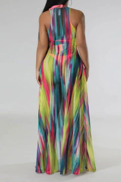 Tie Dye Colorful High Split Three Pieces 6 Tie Dye Colorful High Split Three Pieces -Clothing Outlet Store H23032076 RT 3