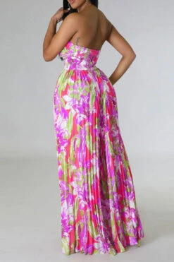 Floral Print Twisted Detail On-trend Pleated Jumpsuit -Clothing Outlet Store H23032089 RR 3