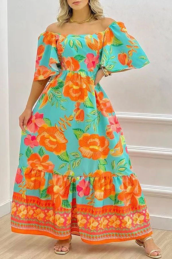 Floral Print Classic Tie Back Ruffle Maxi Dress 1 Floral Print Classic Tie Back Ruffle Maxi Dress