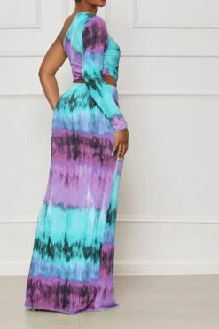 Tie Dye Colorful Ruffle Asymmetric Maxi Dress 16 Tie Dye Colorful Ruffle Asymmetric Maxi Dress -Clothing Outlet Store H23041178 BL 3