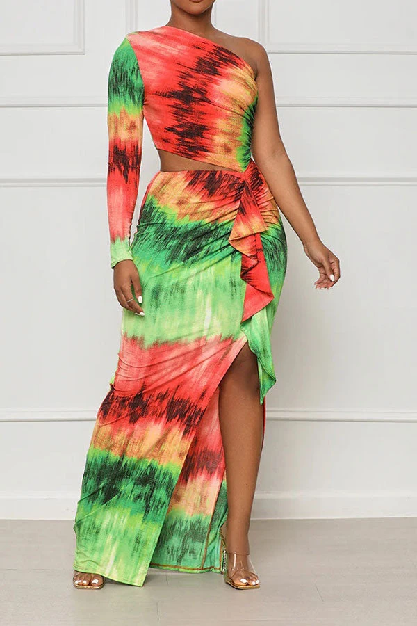 Tie Dye Colorful Ruffle Asymmetric Maxi Dress 1 Tie Dye Colorful Ruffle Asymmetric Maxi Dress