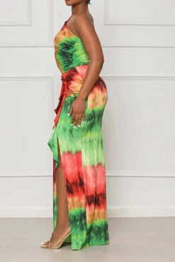 Tie Dye Colorful Ruffle Asymmetric Maxi Dress 12 Tie Dye Colorful Ruffle Asymmetric Maxi Dress -Clothing Outlet Store H23041178 OR 3