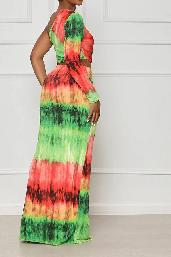 Tie Dye Colorful Ruffle Asymmetric Maxi Dress 4 Tie Dye Colorful Ruffle Asymmetric Maxi Dress - Image 4