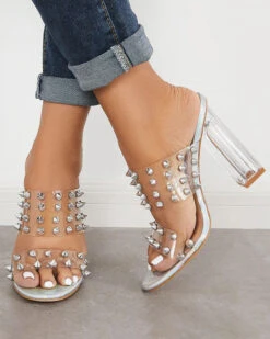 Rivet Design Transparent Strap Punk Sandals