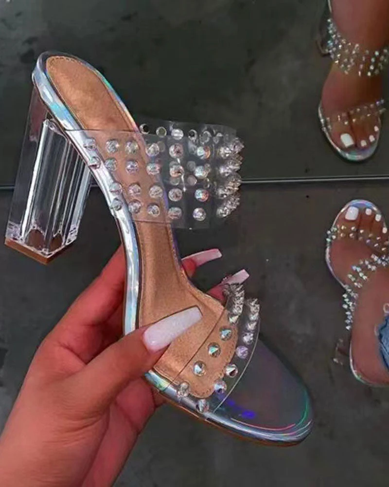 Rivet Design Transparent Strap Punk Sandals 2 Rivet Design Transparent Strap Punk Sandals - Image 2