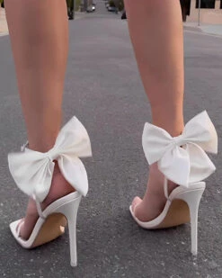 Big Bowknot Rocking Square Toe Sandals -Clothing Outlet Store H23041462 AP 1