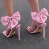 Big Bowknot Rocking Square Toe Sandals