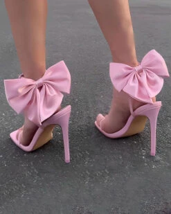Big Bowknot Rocking Square Toe Sandals