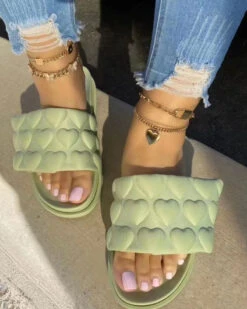 Heart Embossd Classic Chunky Sandals