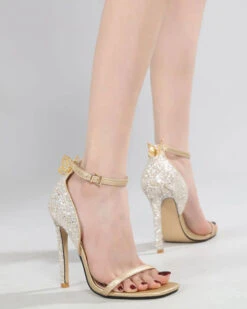 Butterfly Decor Sparkly One Strap Sandals -Clothing Outlet Store H23041481 GO 3