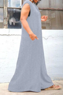 Solid Color Relaxed Wide Leg Jumpsuit -Clothing Outlet Store H23041934 AS 3