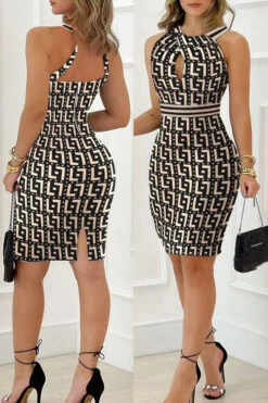 Lace Patchwork Feminine Halter Collar Mini Dress 9 Lace Patchwork Feminine Halter Collar Mini Dress -Clothing Outlet Store H23042435 BR 2