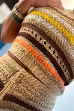 Rainbow Striped On-trend Knitted Pant Suit -Clothing Outlet Store H23042461 BR 3