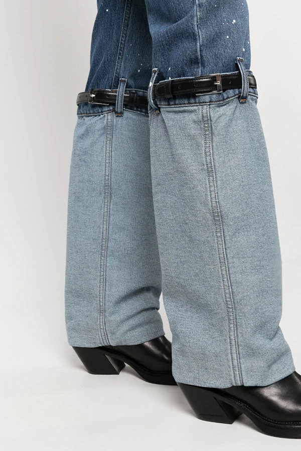 Hit Color Patchwork Belt Design Striking Jeans 2 Hit Color Patchwork Belt Design Striking Jeans - Image 2