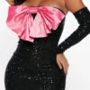 Sequined Kitsch Big Bowknot Mini Dress
