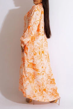 Natural Print Relaxed Single Breasted Maxi Dress -Clothing Outlet Store H23050481 OR 2