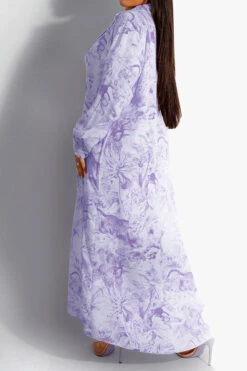 Natural Print Relaxed Single Breasted Maxi Dress -Clothing Outlet Store H23050481 PU 2