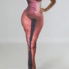Artistic Body Print Striking Bodycon Midi Dress