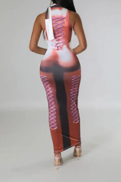 Artistic Body Print Striking Bodycon Midi Dress -Clothing Outlet Store H23050493 RE 4