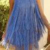 Solid Color Feminine Backless Tassel Mini Dress