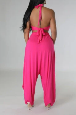 Solid Color Hippy Lace-Up Harem Pant Suit -Clothing Outlet Store H23050524 RR 3