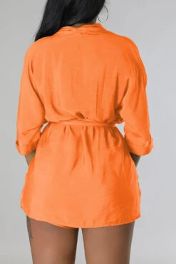 Solid Color Casual Lace-Up Pant Suit 17 Solid Color Casual Lace-Up Pant Suit -Clothing Outlet Store H23051007 OR 3