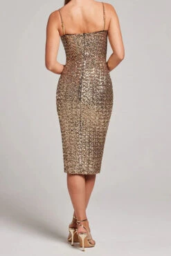 Sequined Sparkly Chain Strap Midi Dress -Clothing Outlet Store H23051094 AP 3