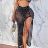 Rhinestone Kitsch See-Through High Split Skirt Suit