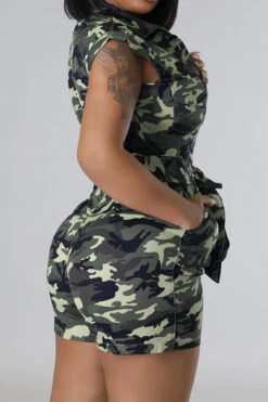 Camouflage Casual Pocket Belted Romper 7 Camouflage Casual Pocket Belted Romper -Clothing Outlet Store H23060246 CF 3