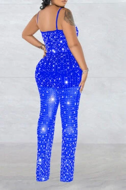Crystal Glitter Modern See-Through Jumpsuit -Clothing Outlet Store H23060265 BL 2