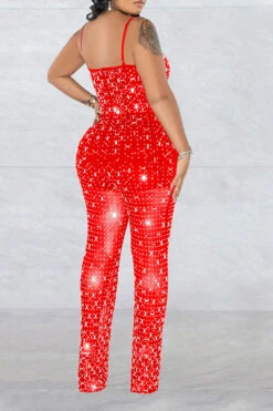 Crystal Glitter Modern See-Through Jumpsuit -Clothing Outlet Store H23060265 RE 2