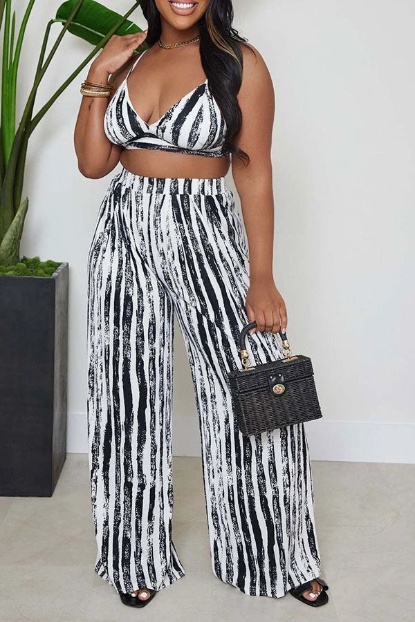 Tie Dye Striped Stylish Wide Leg Pant Suit 1 Tie Dye Striped Stylish Wide Leg Pant Suit