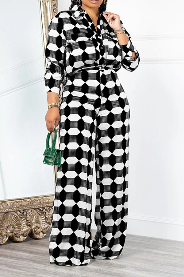 Geometric Print Commuting Pocket Pant Suit 4 Geometric Print Commuting Pocket Pant Suit - Image 4