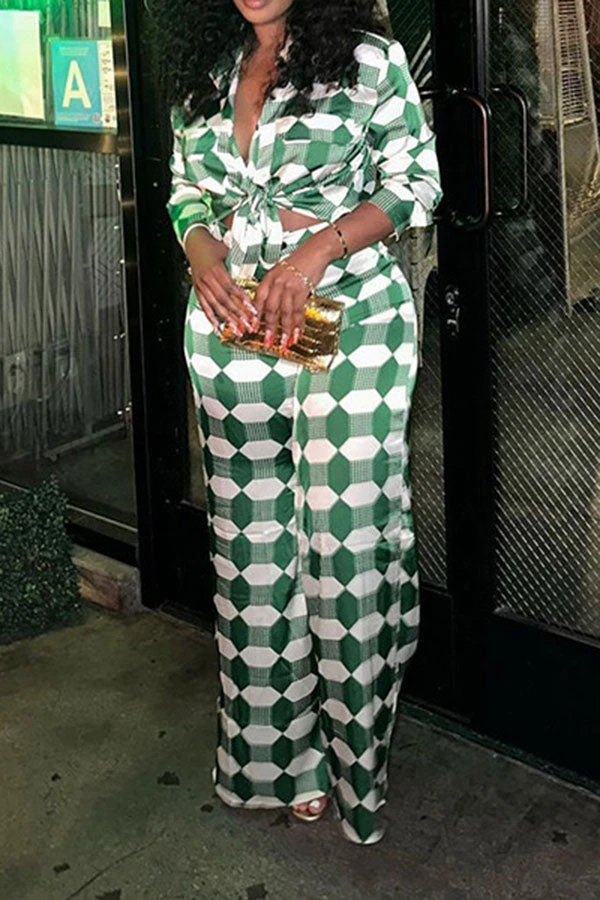 Geometric Print Commuting Pocket Pant Suit 2 Geometric Print Commuting Pocket Pant Suit - Image 2